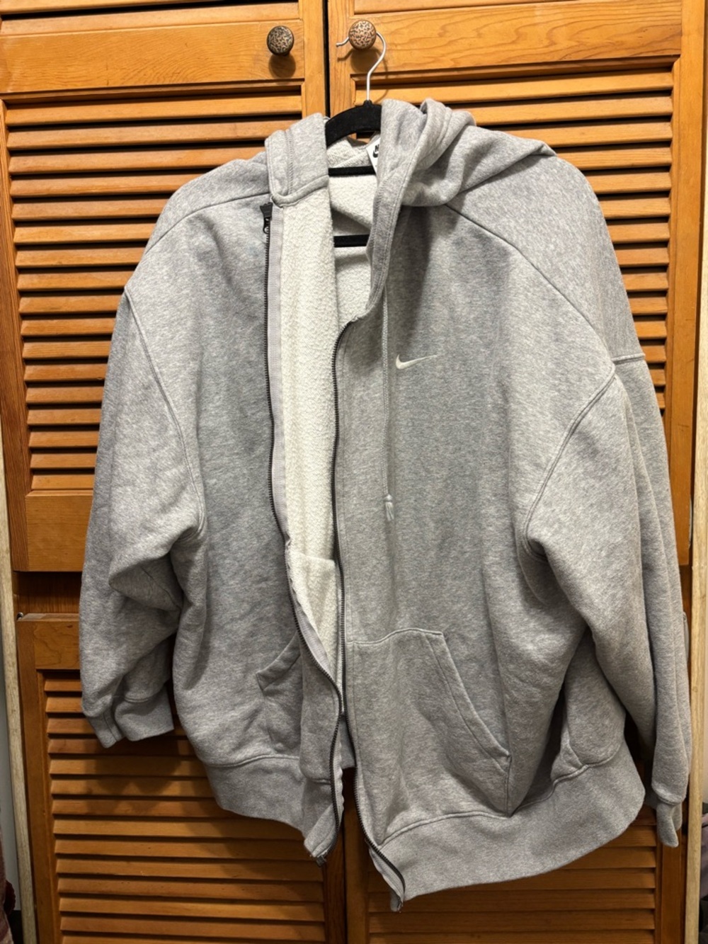 Nike Gray Full-Zip Hooded Jacket with Sherpa Lining